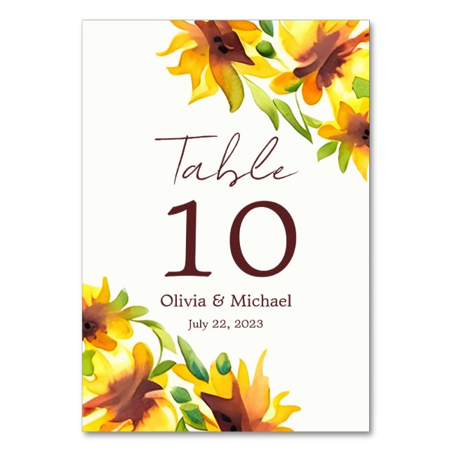 Numéro de table de mariage à l'aquarelle élégante  (Par défaut)