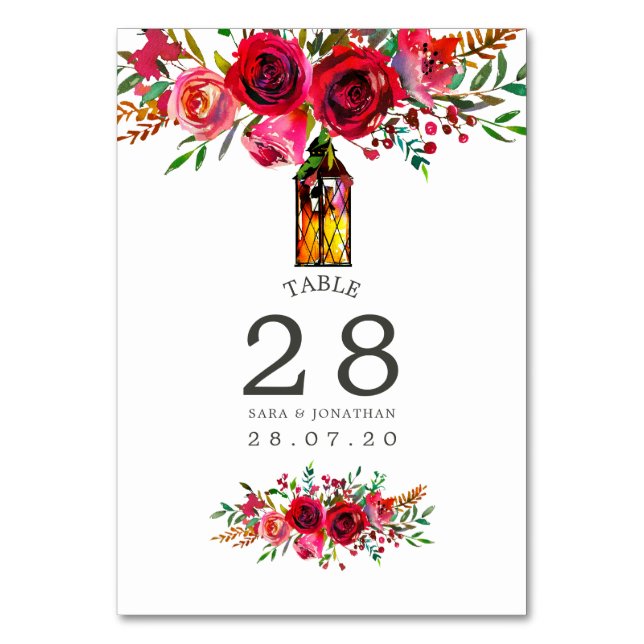 Numéro de table de mariage à l'aquarelle florale (Par défaut)