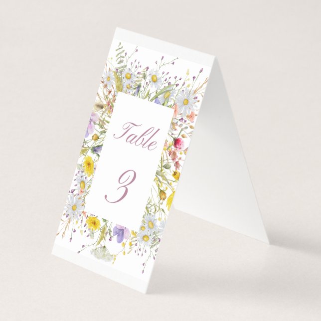 Numéro de table de mariage à l'aquarelle florale – (Back)