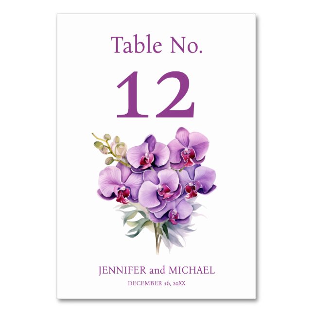 Numéro de table de mariage à l'aquarelle Orchidées (Par défaut)