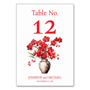 Numéro de table de mariage à l'aquarelle Orchidées