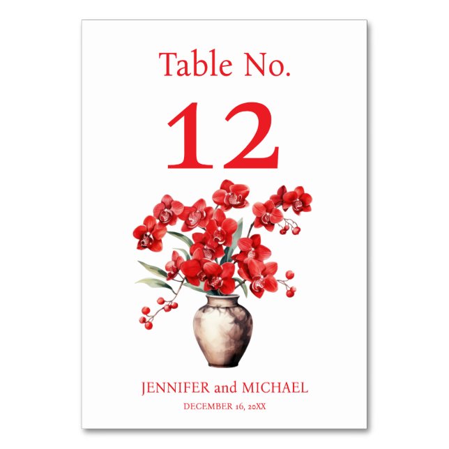 Numéro de table de mariage à l'aquarelle Orchidées (Par défaut)