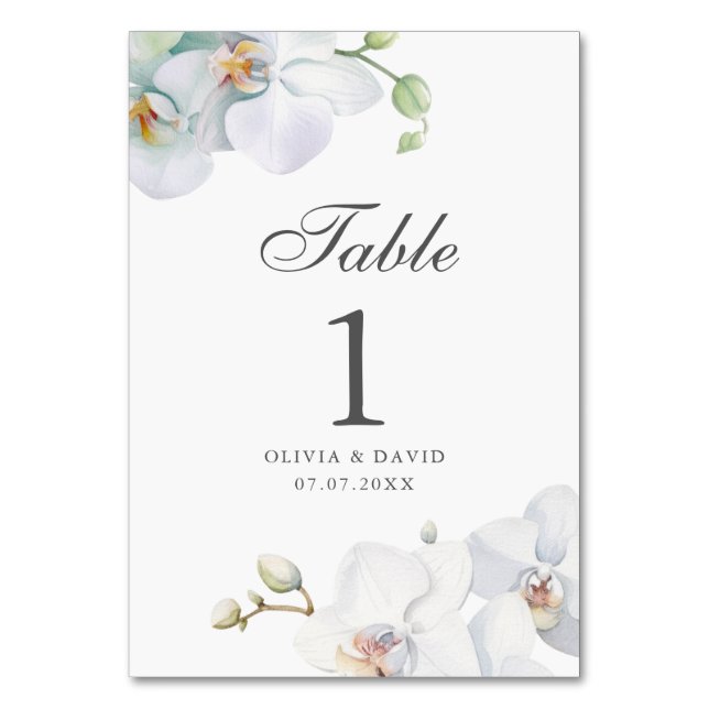 Numéro de table de mariage à l'orchidée blanche él (Par défaut)
