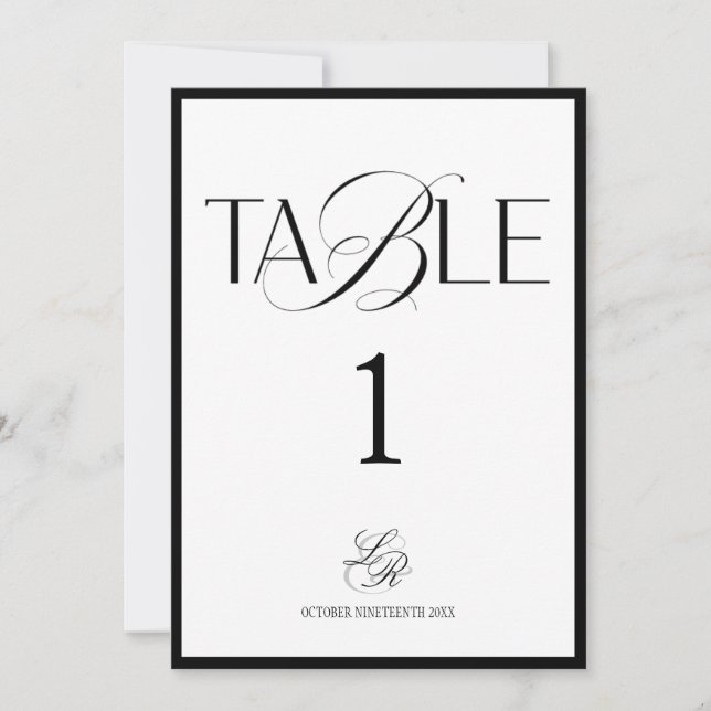 Numéro de table de mariage à monogramme d'ancien a (Devant)