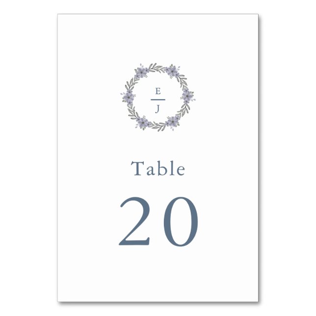 Numéro de table de mariage à monogramme floral lav (Par défaut)