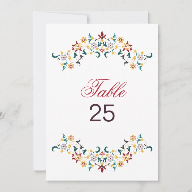Numéro de table de mariage à motif géométrique vin (Devant)