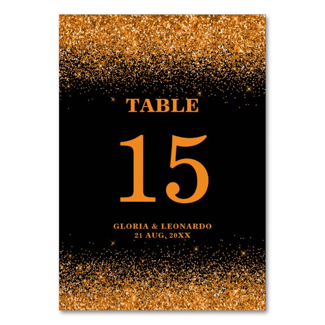 Numéro de table de mariage à paillettes dorées rom (Par défaut)