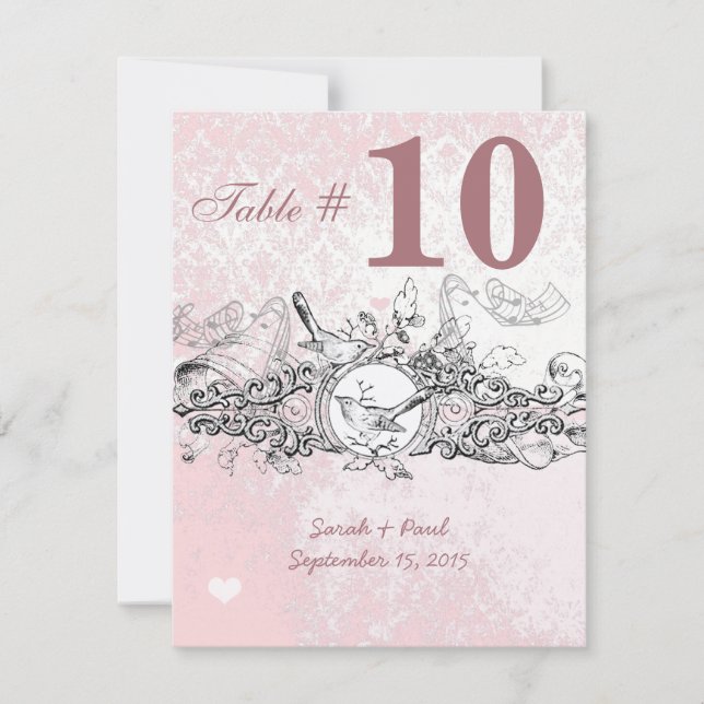 Numéro de table de mariage à parchemin musical ros (Devant)