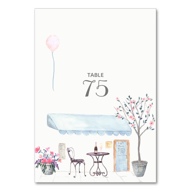 Numéro de table de mariage à Paris aquarelle (Par défaut)