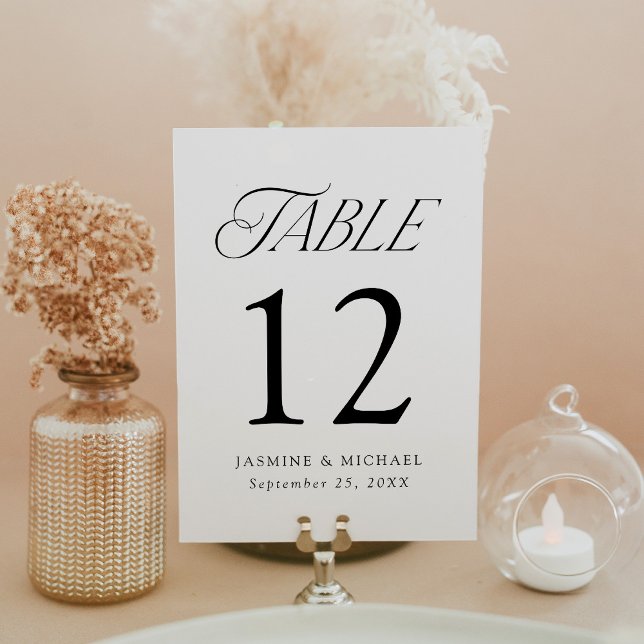 Numéro de table de mariage à typographie élégante  (Créateur téléchargé)