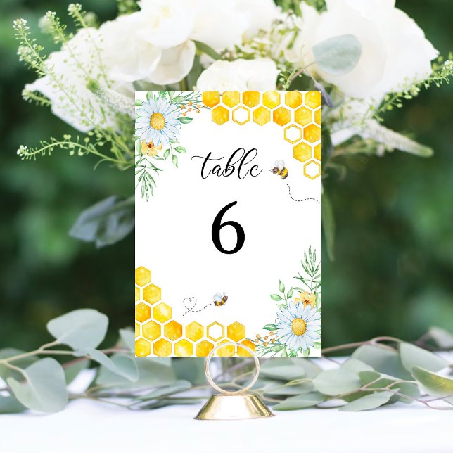 Numéro de table de mariage abeille miel floral (Créateur téléchargé)