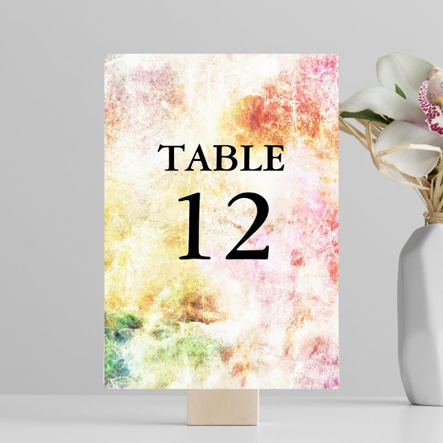 Numéro de table de mariage abstrait aux couleurs d (Spring Colors Abstract Wedding Table Number)