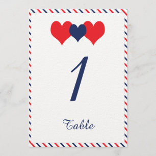 Numéro de table de mariage Americana Hearts