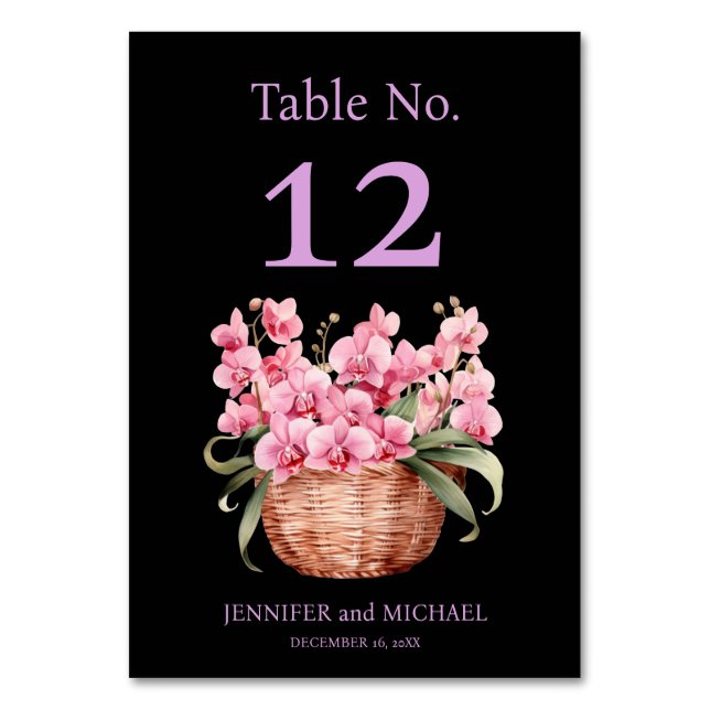 Numéro de table de mariage aquarelle orchidées ros (Par défaut)