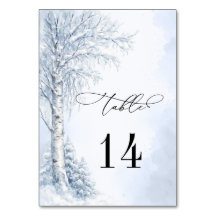 Numéro de table de mariage Arbre de bouleau gelé