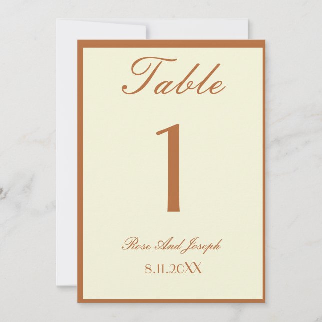 Numéro de table de mariage argenté vieilli marron  (Devant)