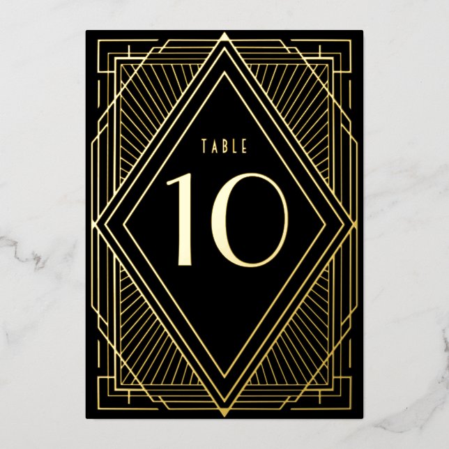 Numéro de table de mariage Art Déco diamant noir o (Recto)