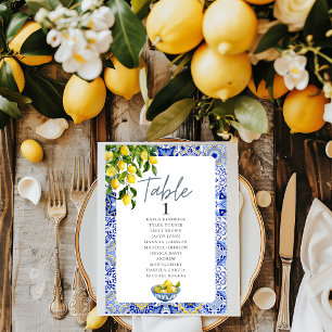 Numéro de table de mariage au citron graphique de 