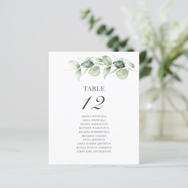 Numéro de table de mariage au eucalyptus (Debout devant)