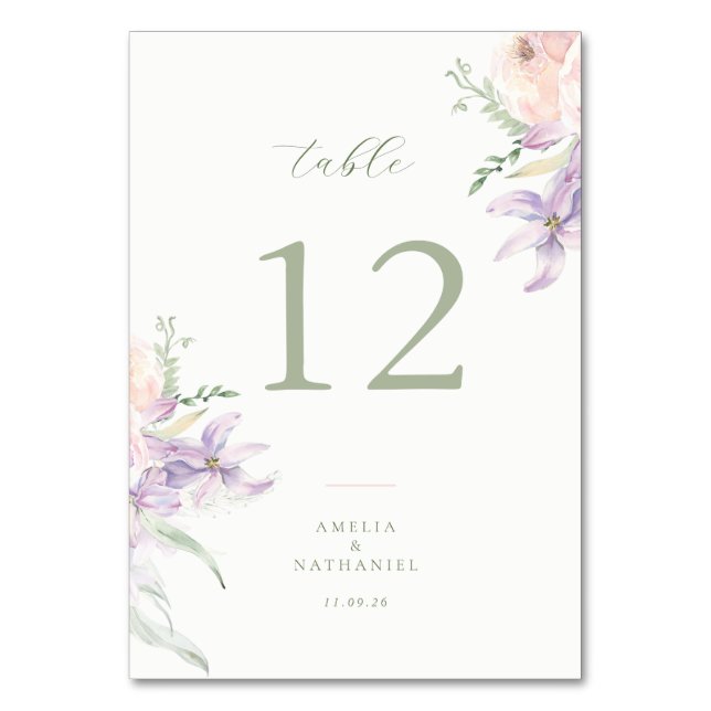 Numéro de table de mariage au jardin pastel (Par défaut)
