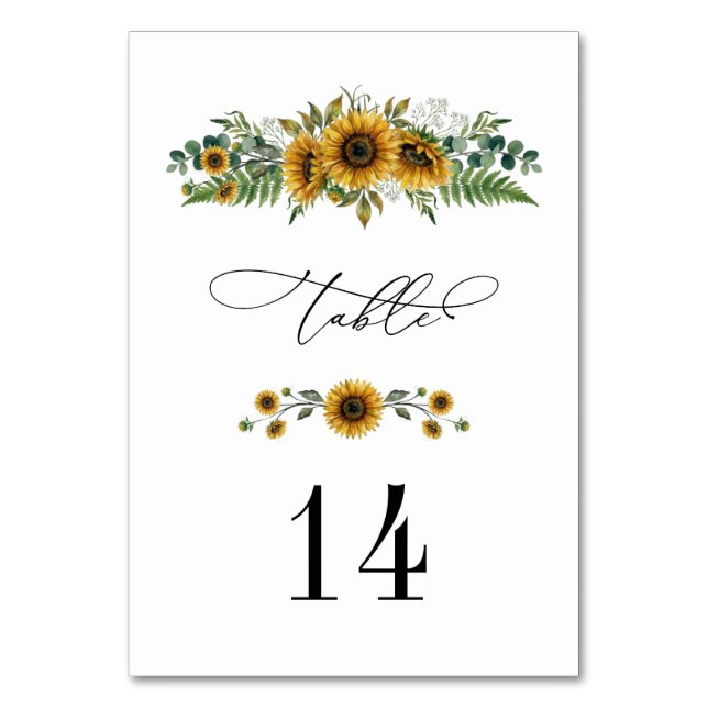 Numéro de table de mariage au tournesol rustique (Par défaut)