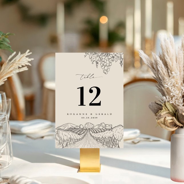 Numéro de table de mariage au vignoble de Napa Val (Créateur téléchargé)
