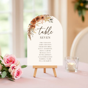 Numéro de table de mariage automnal en terre cuite