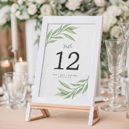 Numéro de table de mariage aux feuilles botaniques