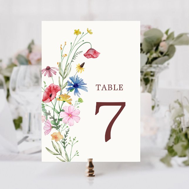 Numéro de table de mariage aux fleurs sauvages (Créateur téléchargé)