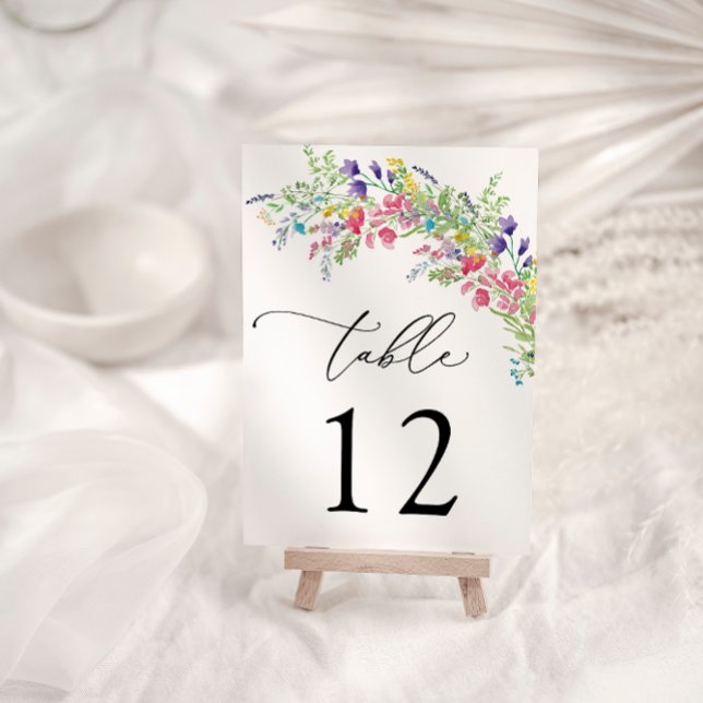 Numéro de table de mariage aux fleurs sauvages col (Créateur téléchargé)