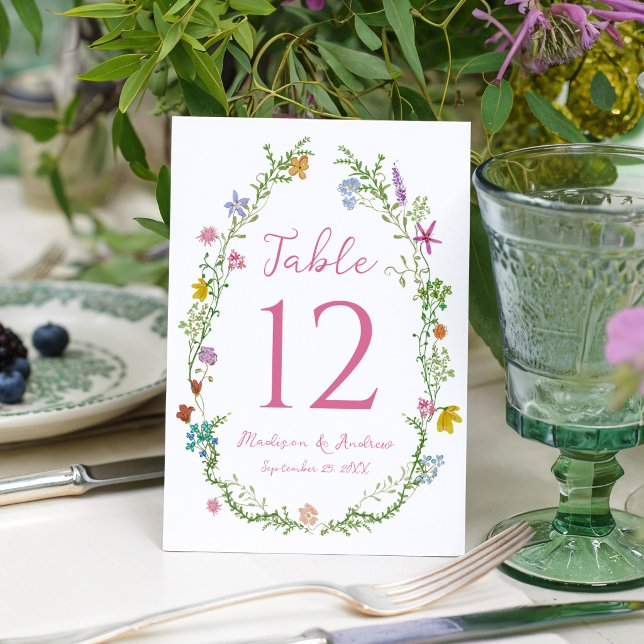 Numéro de table de mariage aux fleurs sauvages de  (Créateur téléchargé)