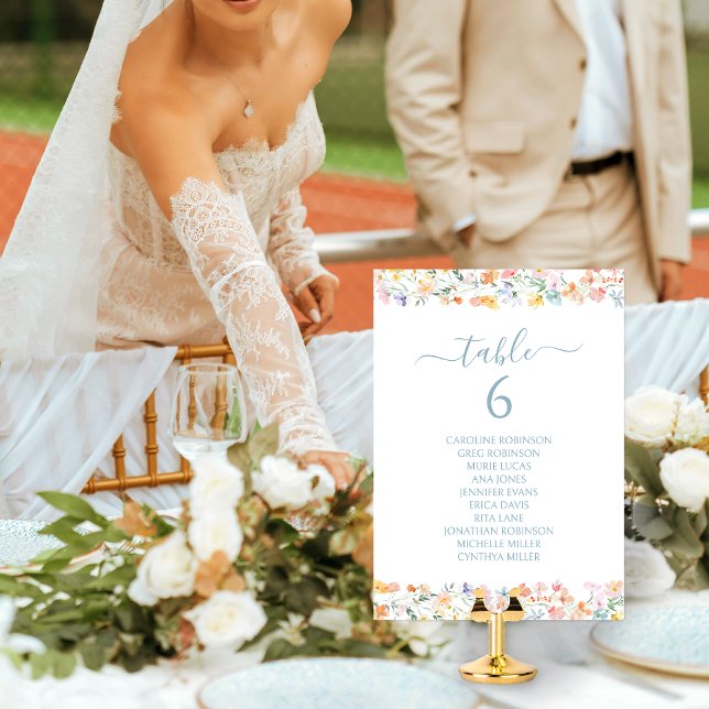 Numéro de table de mariage aux fleurs sauvages et  (Créateur téléchargé)
