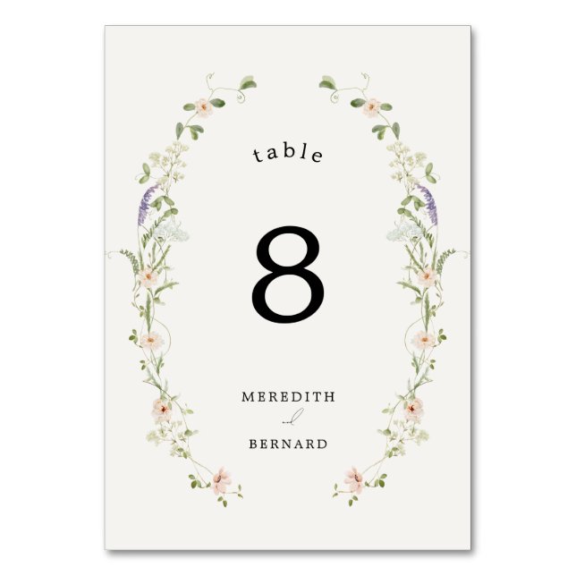 Numéro de table de mariage aux fleurs sauvages rus (Par défaut)