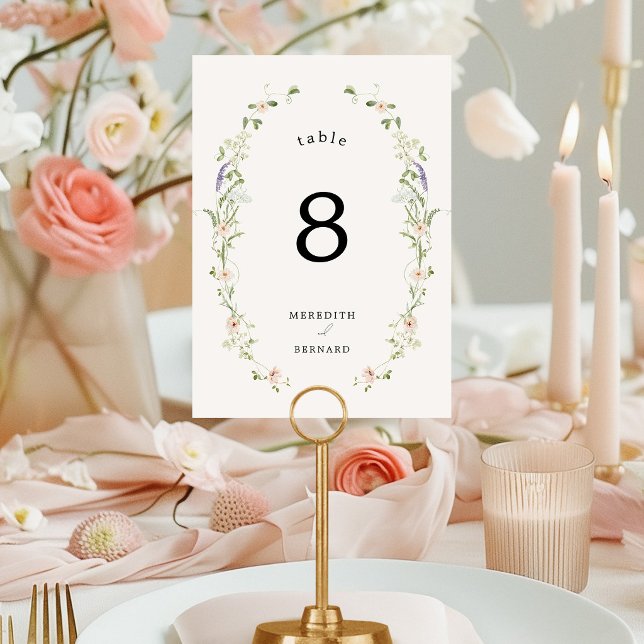 Numéro de table de mariage aux fleurs sauvages rus (Créateur téléchargé)