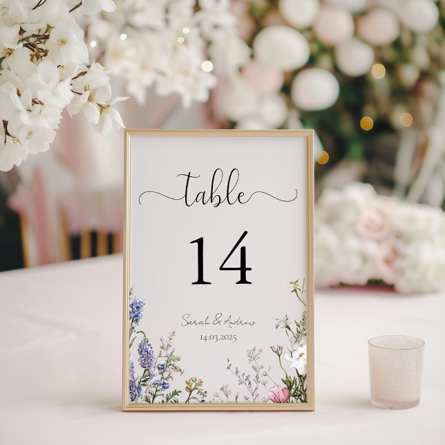 Numéro de table de mariage aux fleurs sauvages rus (Créateur téléchargé)