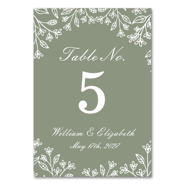 Numéro de table de mariage aux fleurs sauvages ver (Par défaut)