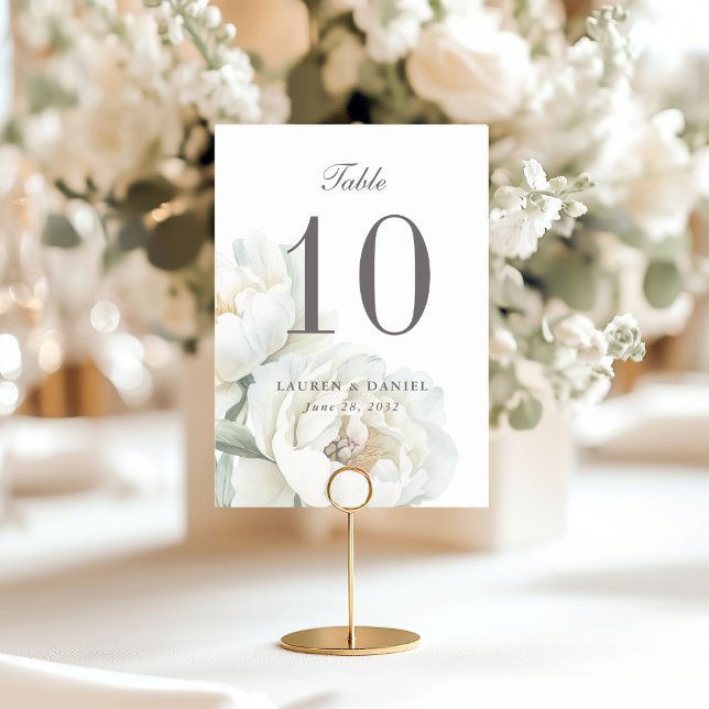 Numéro de table de mariage aux pivoines blanches é (Créateur téléchargé)