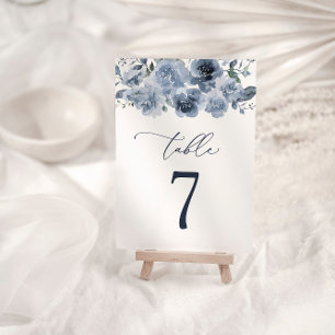 Numéro de table de mariage aux roses bleues poussi