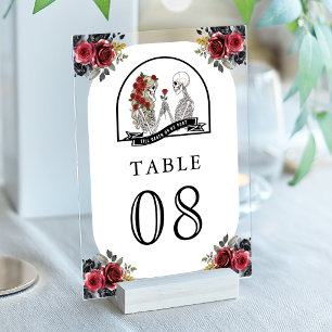 Numéro de table de mariage aux roses de couple de 