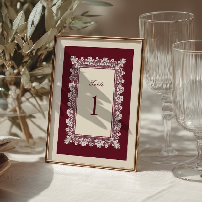 Numéro de table de mariage avec cadre en dentelle  (Créateur téléchargé)