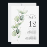 Numéro de table de mariage avec feuillage d'eucaly<br><div class="desc">Planifiez votre réception de mariage avec précision,  de l'envoi des cartes "save the date" aux événements du jour du mariage comme la réception et les dispositions de sièges avec ces cartes de plan de table à numéros avec des feuilles d'eucalyptus botaniques.</div>