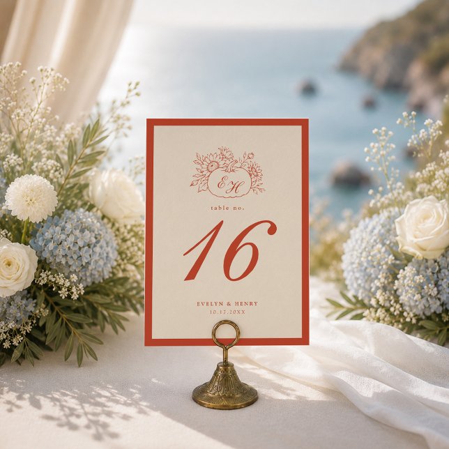Numéro de table de mariage avec monogramme de citr (Créateur téléchargé)