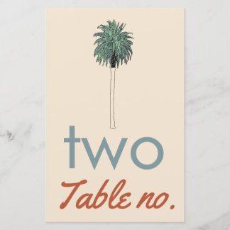 numéro de table de mariage avec palmier comme cadr