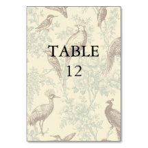 Numéro de table de mariage Aviary Chinoiserie Vert