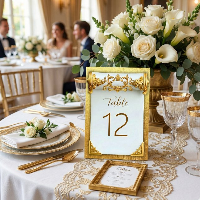Numéro de table de mariage baroque en or élégant (Créateur téléchargé)