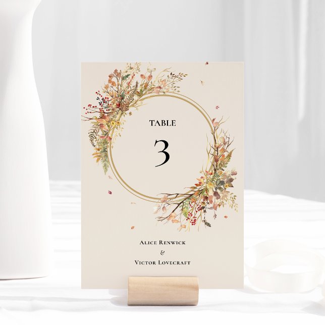 Numéro de table de mariage beige automnal rustique (Créateur téléchargé)