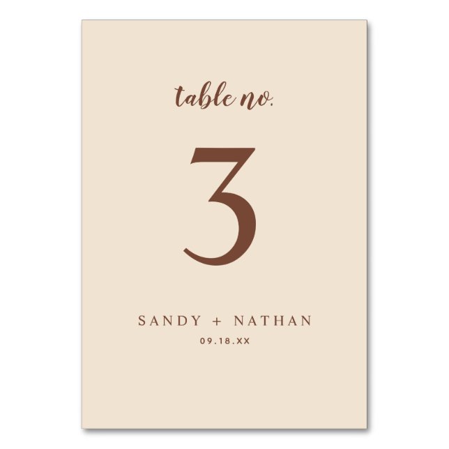 Numéro de table de mariage beige boho (Par défaut)
