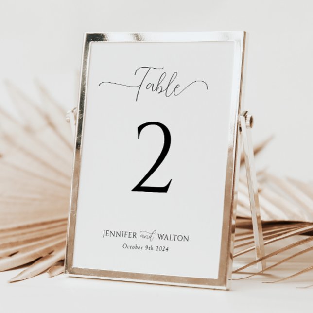 Numéro de table de mariage blanc élégant simple (Créateur téléchargé)