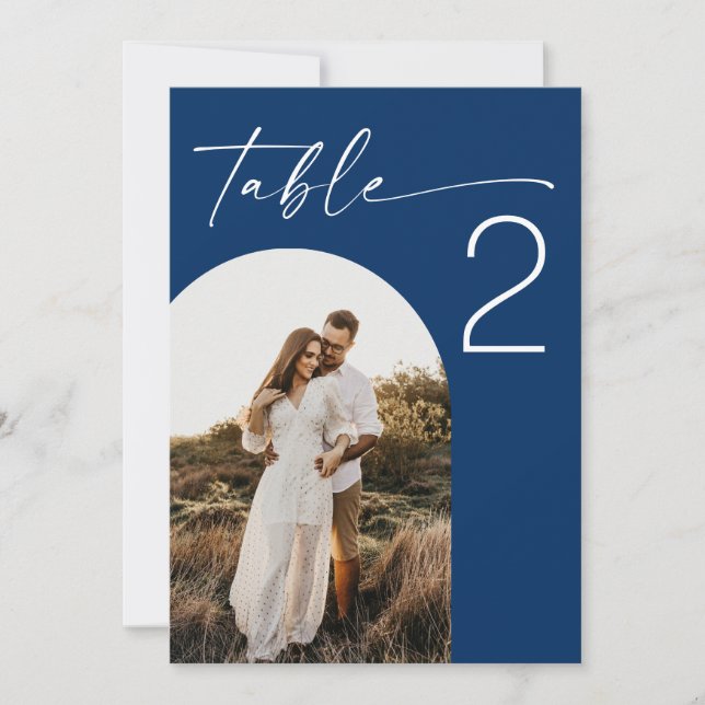Numéro de table de mariage bleu marine Deep Blue A (Devant)