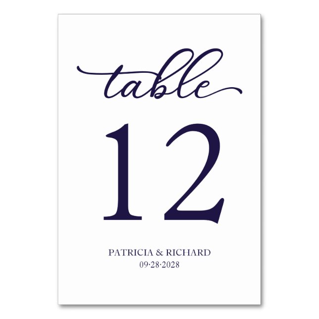 Numéro de table de mariage bleu marine écriture él (Par défaut)